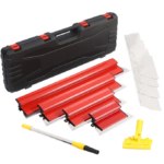 Set 4 gletiere profesionale din otel inoxidabil – 25, 40, 60, 80 cm, maner telescopic - 0.8-1.3 metri