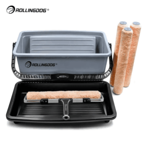 Set profesional de vopsit Rollingdog – 4 role microfibră 457 mm, cadru reglabil, găleată cu capa