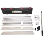 Set 3 gletiere profesionale din otel inoxidabil (0.3 mm) cu maner din aluminiu – 30, 55, 80 cm, tija telescopica: 0.8 - 2 metri